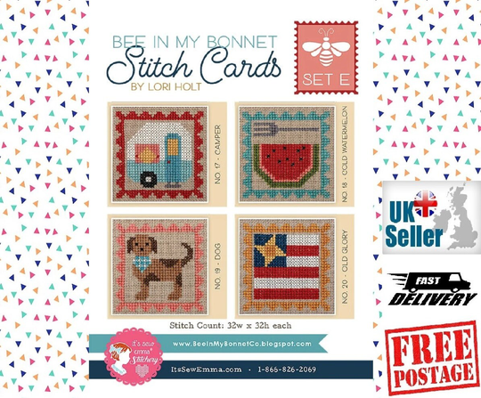 Bee in My Bonnet Stitch Cards By Lori Holt Set E. Cross Patterns & Its Sew Emma. Co Ordinates With Quilts