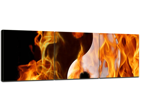 Ying Yang Fire 3-Piece Graphic Art on Canvas Set
