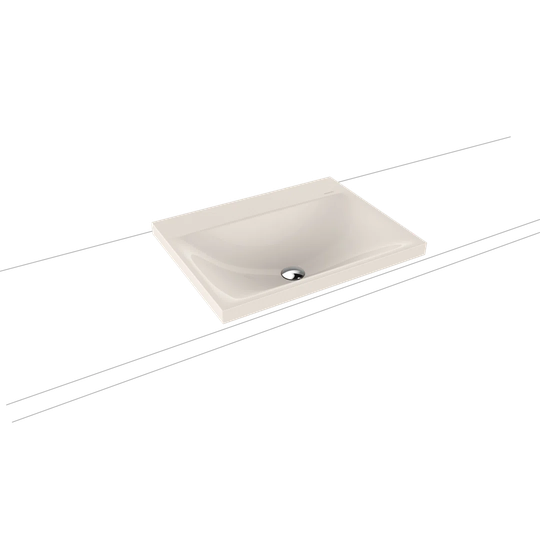 Beige Steel Enamel Rectangular Inset Basin Bathroom Sink
