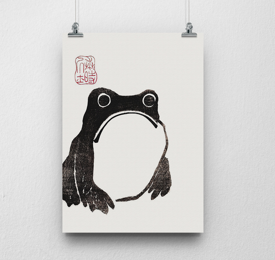 Traditional Japanese Art, Matsumoto Frog, Canvas, Woodblock, Calligraphy, Eternal Bond