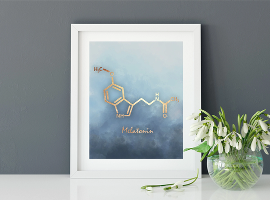Melatonin Molecule Art Print, Chemistry Teacher Gift, Science Doctor Office Art, Sleep Molecule