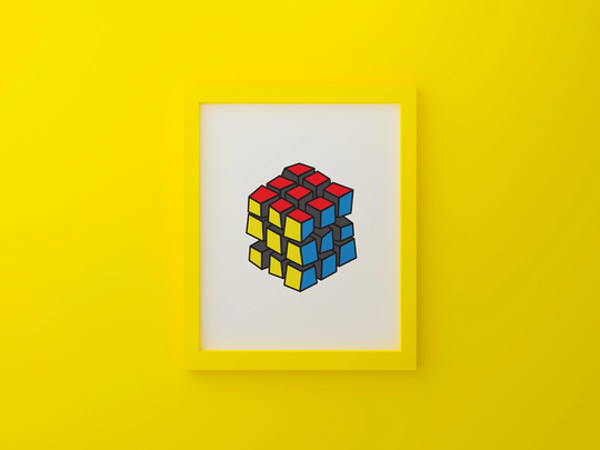 Clearance Rubik's Cube Classic Colors Print - Art Nerdy Wall Art, Decor, Gift, Geeky Decor