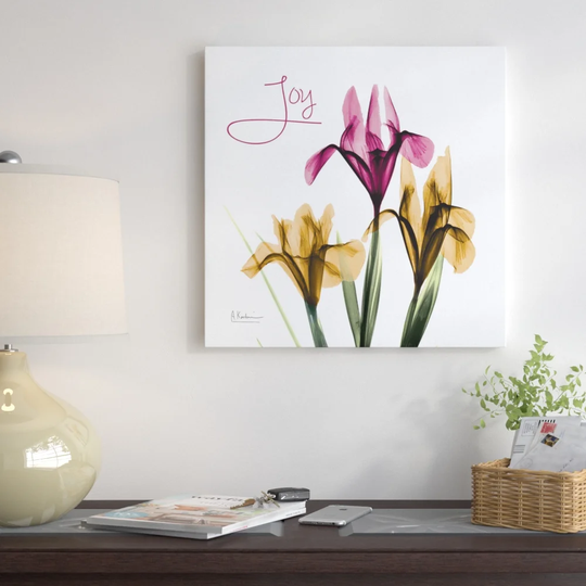 Pink Iris Joy - Wrapped Canvas Graphic Art Print