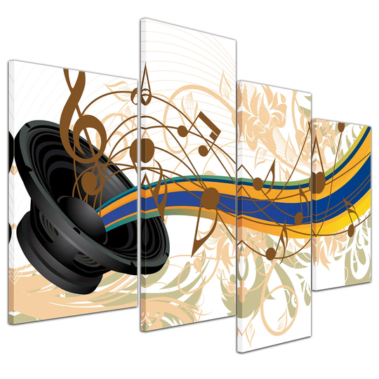 Musical Grunge Background 4 Piece Graphic Art on Canvas Set