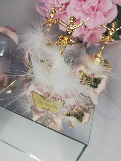Quinceanera Party Favors, Sweet 16 Thank You Cute Gold Ballerina Baby Shower Favors For Girl , Pink Butterfly Masquerade