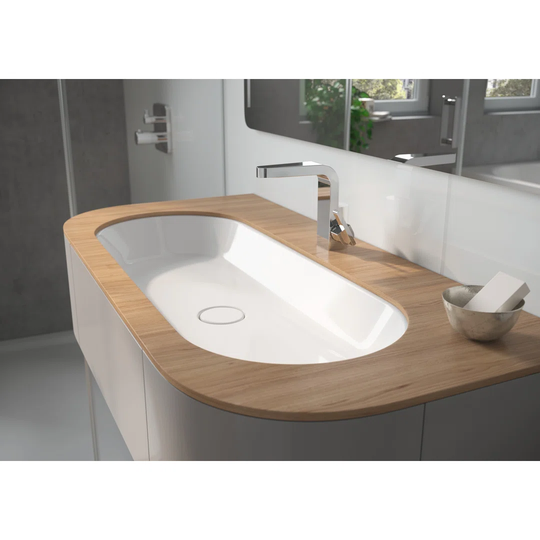 Warm Grey Steel Enamel Oval Under Counter Bathroom Sink