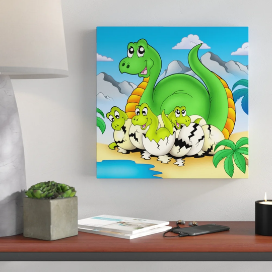 Children's Picture Dino Hatching Out of the Egg Framed Graphic Art