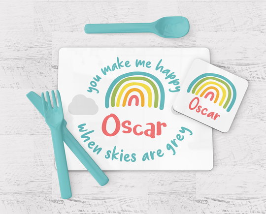 Personalised Rainbow Placemat Set For Children, Christmas Gift For Kids