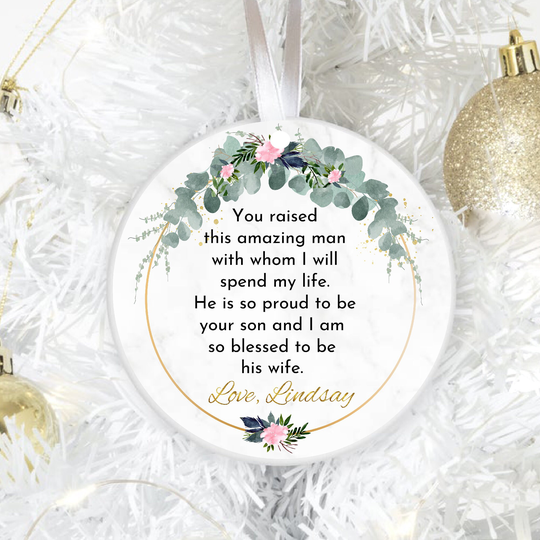 Mother Of The Bride & Groom Ornament Porcelain Ceramic Keepsake Wedding Ornament, in Law Laws Gift