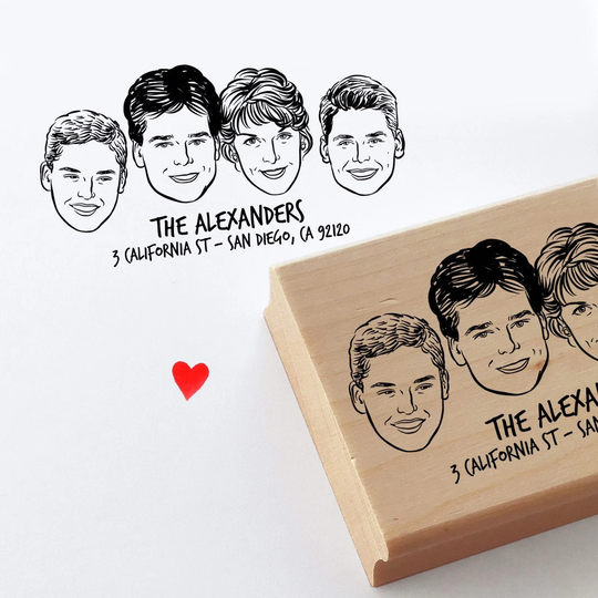 Gift For Mom Dad Family Portrait Stamp Personalize Gift Return Address