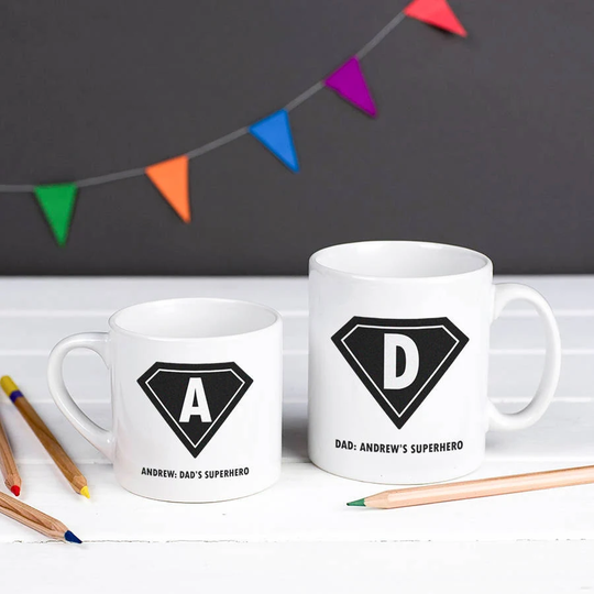 Daddy & Me Mug Set, Gift For Dad, Superhero Personalised Set