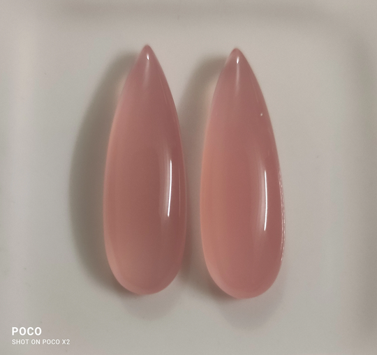 Pink Chalcedony, Gemstone Pair, Chalcedony Gemstone, Teardrop Cabochon, Cabochon 7x14 To 12x36 Mm Calibrated Stone
