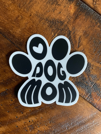 Dog Mom Vinyl Sticker - Paw With Heart | Vinyl Waterproof 3" X 2.82