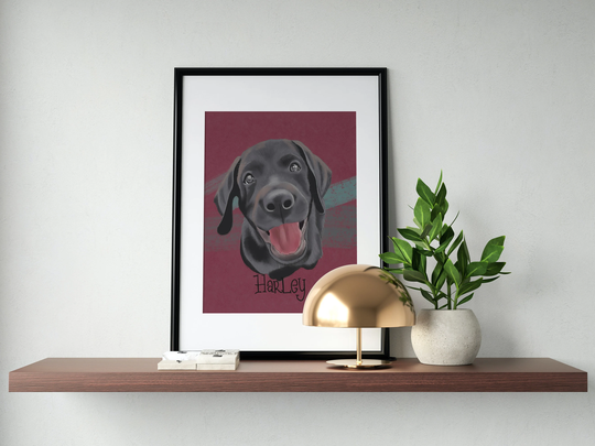 Custom Pet Portrait | Dog Cat Memorial Gift Art Print Personalize