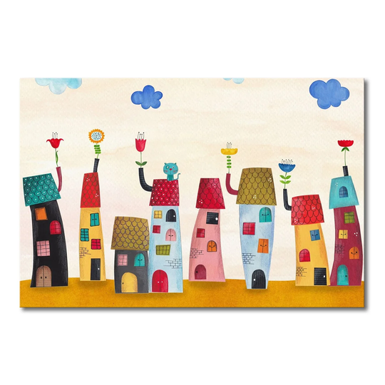 Fairytale Town - Graphic Art Print on Canvas