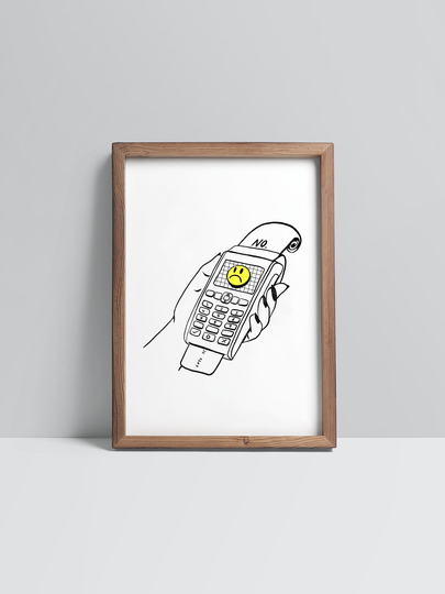 Declined Broke Af Art Print - 8.5x11 Print Digitally Illustrated On Matte Card Stock. Easy To Frame Relatable Art