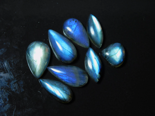 8 Piece Lot Natural Multi Blue Labradorite Cabochons Top Quality Spectrolite Gemstone Handmade Loosestone 54Cts#2551