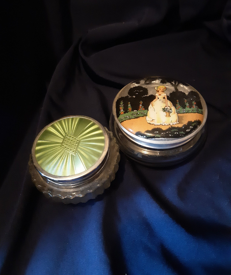 Vintage Powder Pots, Gwenda Pot, Regent Cosmetic Dressing Table, Trinket Crinoline Lady, Foil Decoration, Gift