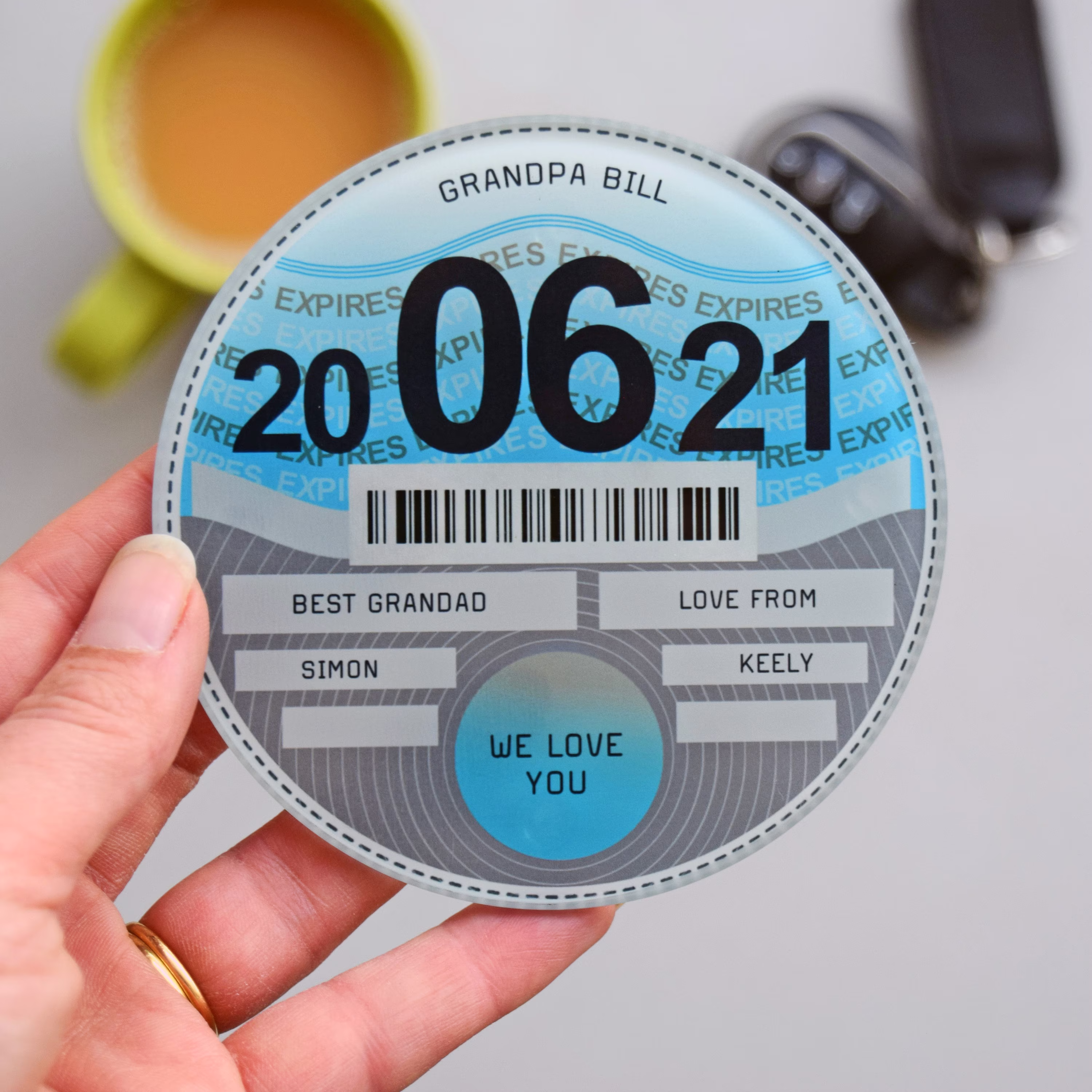 Personalised Tax Disc Coaster For Grandad, Grandad Gift, Coaster, Gift Father's Day