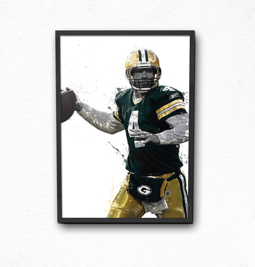 Brett Favre Green Bay Packers Poster, Wall Art, Sports Fan Art, Print, Kids Decor Digital Posters