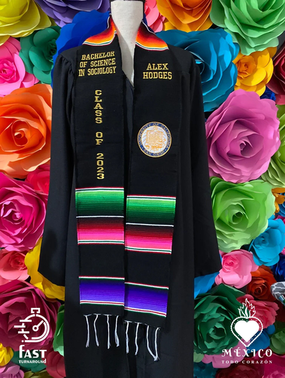 Graduation Class Of 2023 Sarape Zarape School Logo Embroidery Personalized Custom Graduation Sash 2022 Your Design