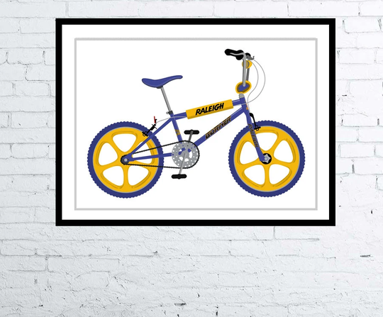 Photorealistic Drawing Raleigh Burner Bmx Pop Art Retro Drawing Poster Digital/Nostalgic Eighties Print