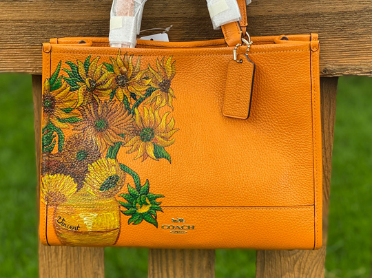 Sunflowers - Custom Hand-Painted Designer Handbag