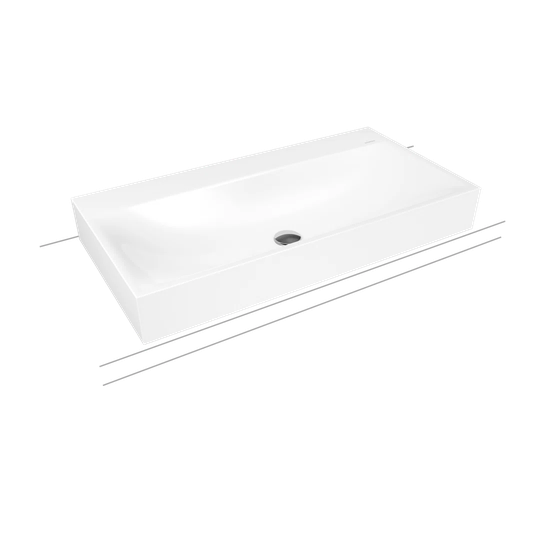 White Steel Enamel Rectangular Countertop Basin Bathroom Sink