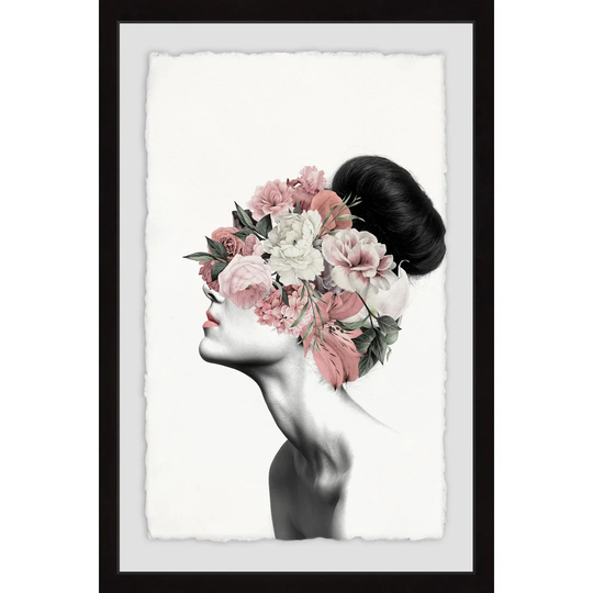 Flower Hair Bun - Picture Frame Graphic Art Print on Paper
