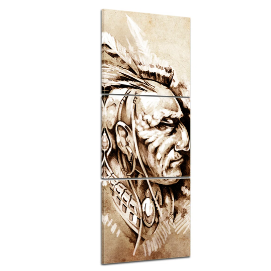 Indians II, Tattoo Art 3-Piece Graphic Art on Canvas Set