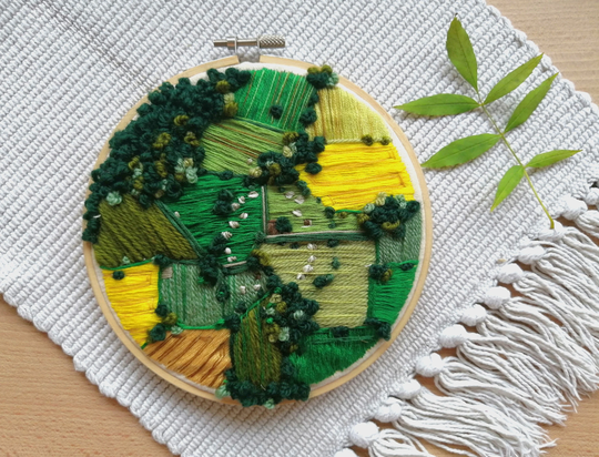 Aerial View Avebury Stone Circle Pagan Landscape Embroidery Hoop Art Kit
