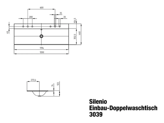 Silenio built-in double washbasin