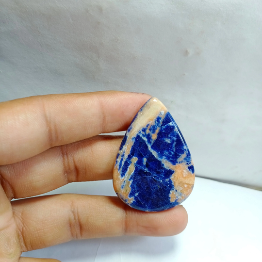 Natural Very Rare Sodalite Cabochon Top Quality Gemstone Semi Precious Loose Stone 100 % 39 Ct. 45 X 32 4 Mm #r116