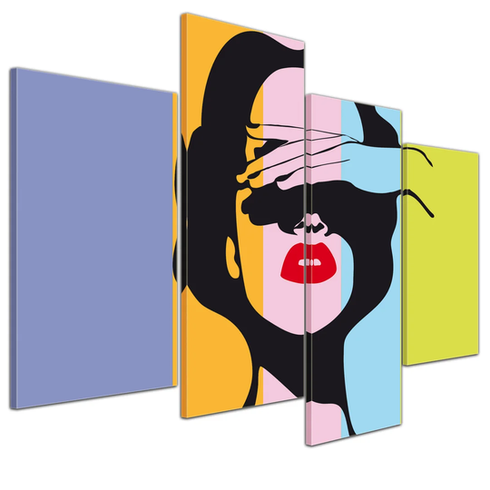 Retro Woman Pop Art Style 4 Piece Graphic Art on Canvas