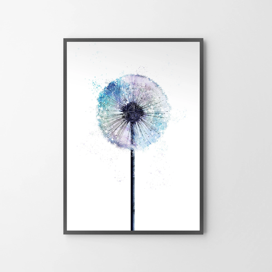 Dandelion Flower, Poster Print, Abstract Wall Art, Home Gift | Illustration | Unframed