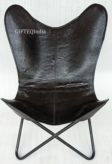 Vintage Leather Butterfly Chair, Handmade Decorative Chairs, Folding Chair Gift, Comfortable Dining Room