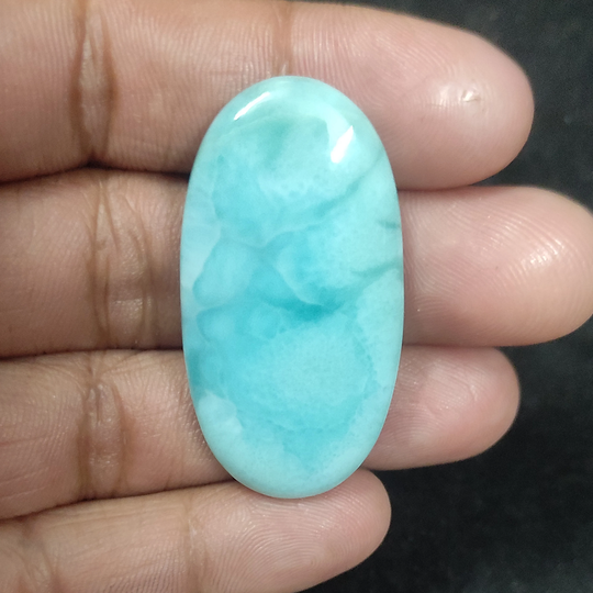 44x23 Mm Oval Shape Larimar Cabochon 62 Cts Loose Gemstone For Pendant Macrame & Silver Jewelry Making Dominician