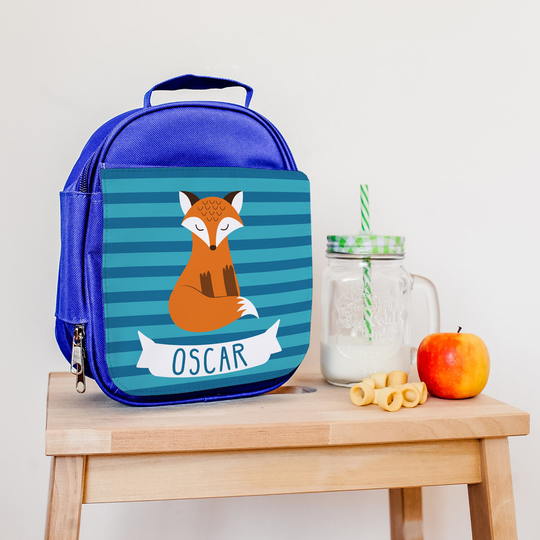 Fox Lunch Bag - Personalised Box Back To School Supplies Name For Kids Toddler Nursery Christmas Gift