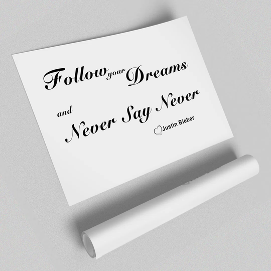 Follow Your Dreams Justin Bieber - Graphic Art Print on Paper