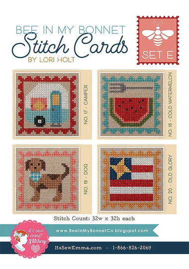 Lori Holt Of Bee in My Bonnet Stitch Cards Set E - Cross Stitch Pattern
