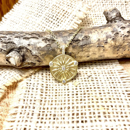 Good Vibe Sun Rising Necklace No Coloration Stunning Trendy Must Have Fashionable Unique 14K Gold Vermeil Stackable Coin