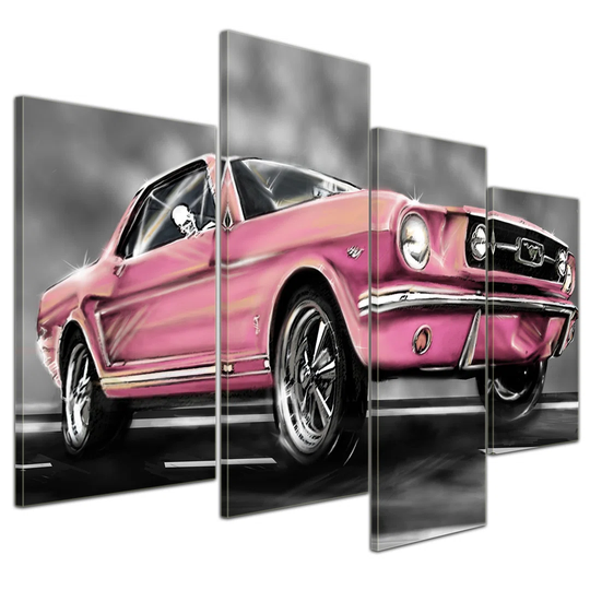 Mustang Graphic 4 Piece Graphic Art on Canvas