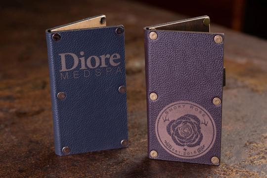 Custom Folding Wood & Leather Check Presenter, Laser Engraved Bill Personalized Presenters
