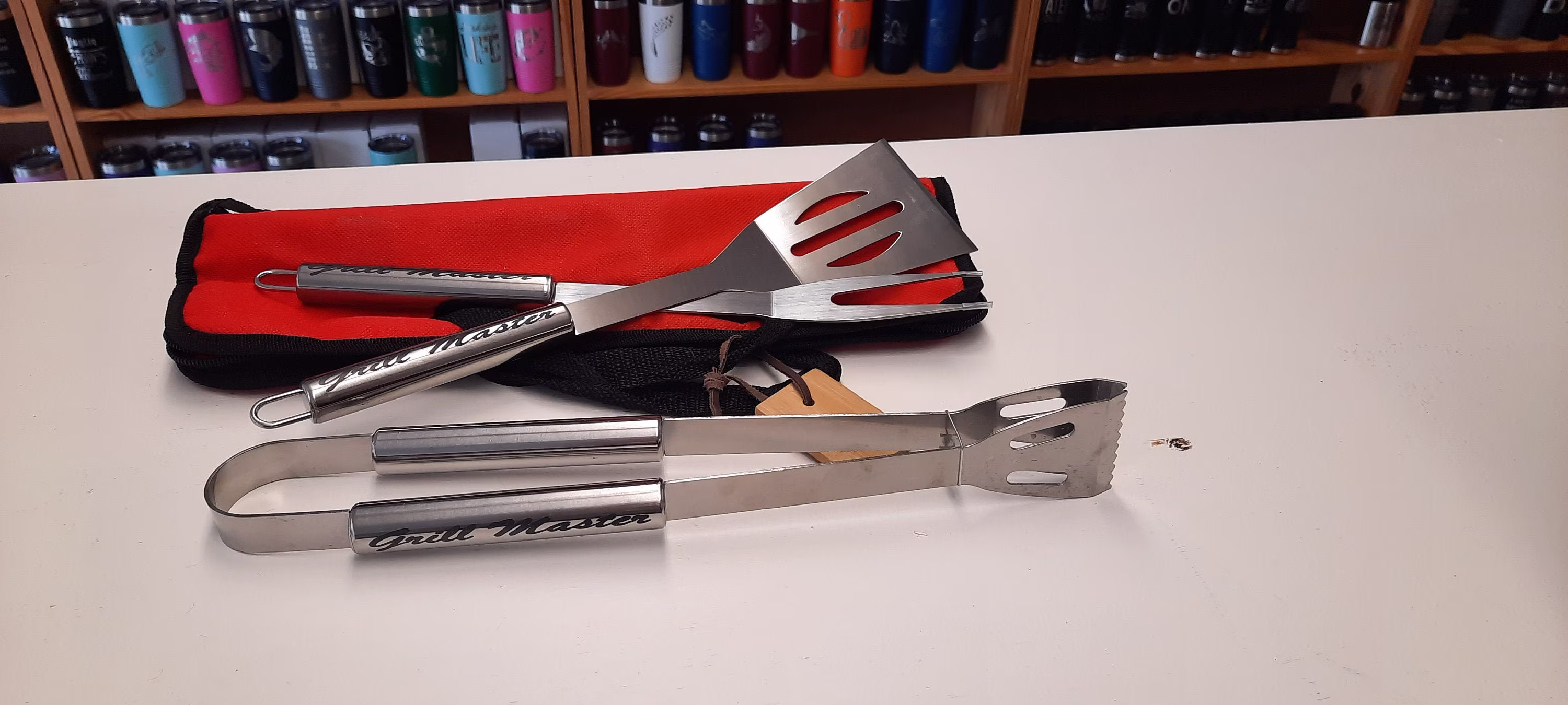 4 Piece Grill Set with Case - Metal Tools Custom Engraving Man Crate Gift For Dad Christmas Cooking