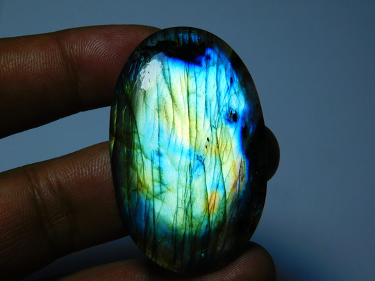 A++ Very Rare Purple Labradorite Spectrolite Cabochon, Gorgeous Color Flasy Fire Gemstone 124Cts. | 52x32mm
