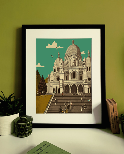 Paris Sacré-Cœur Basilica Montmatre Illustration Print A3