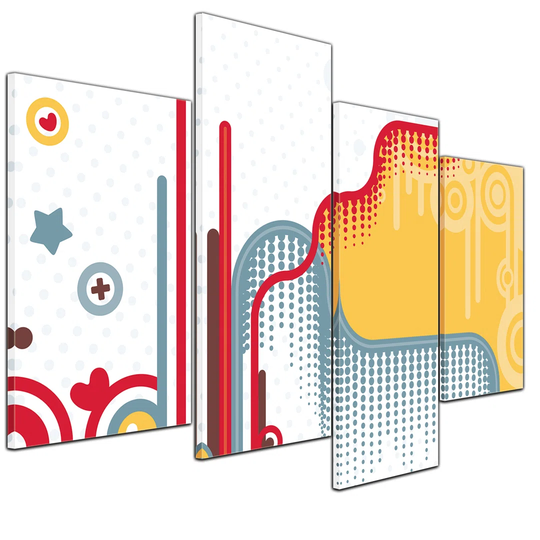 Abstract Retro Background II 4 Piece Graphic Art on Canvas Set