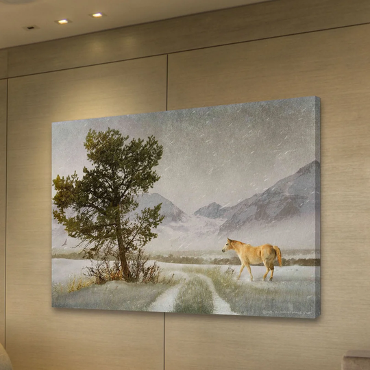 Lonely Horse by Chris Vest - Wrapped Canvas Graphic Art Print