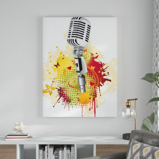 Microphone Framed Graphic Art on Canvas