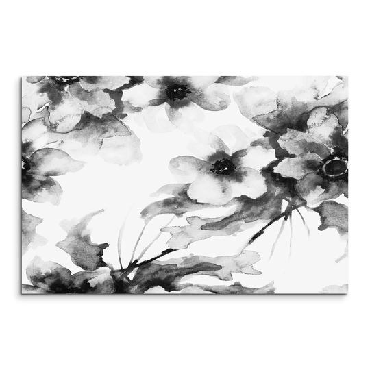 Abstract Summer Flowers Graphic Art Print on Canvas